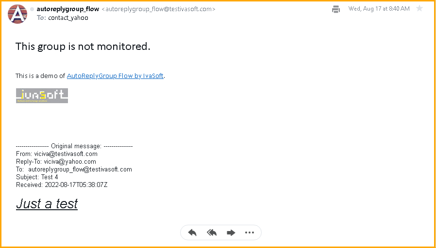 AutoReplyGroup Flow example message