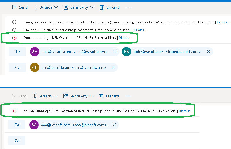 RestrictExtRecips add-in demo version Picture 1