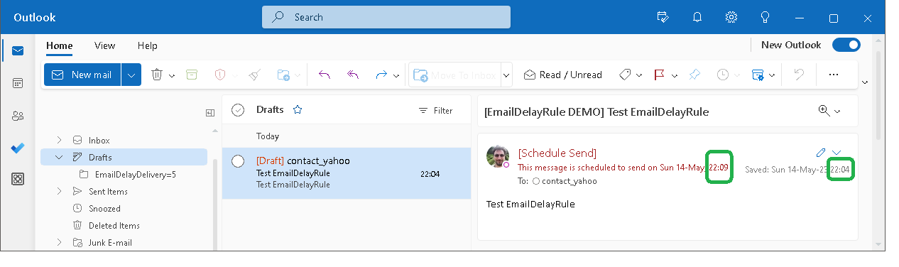 EmailDelayRule add-in testing Picture 2