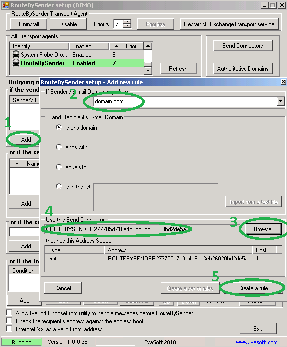 Exchange RouteBySender testing picture 1